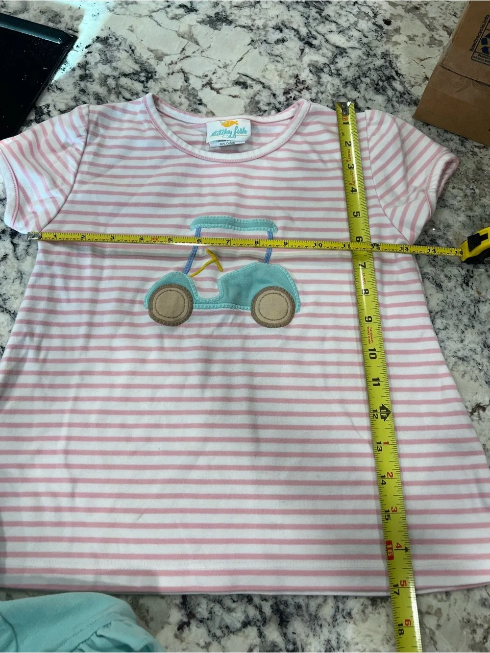 Stitchy Fish Girls Pink Striped Golf Cart Top & and pink leggings